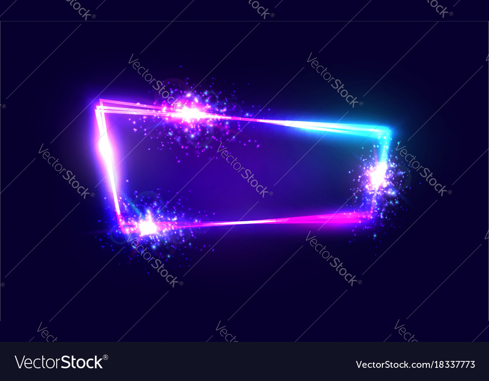 Neon techno frame with explosion and firework