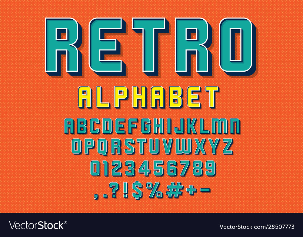 Retro font Royalty Free Vector Image - VectorStock