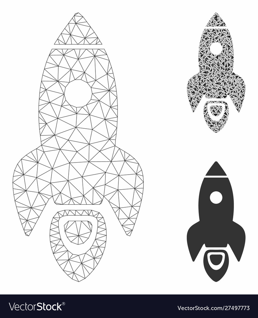 Rocket mesh wire frame model and triangle vector image Rocket mesh wire frame model and triangle