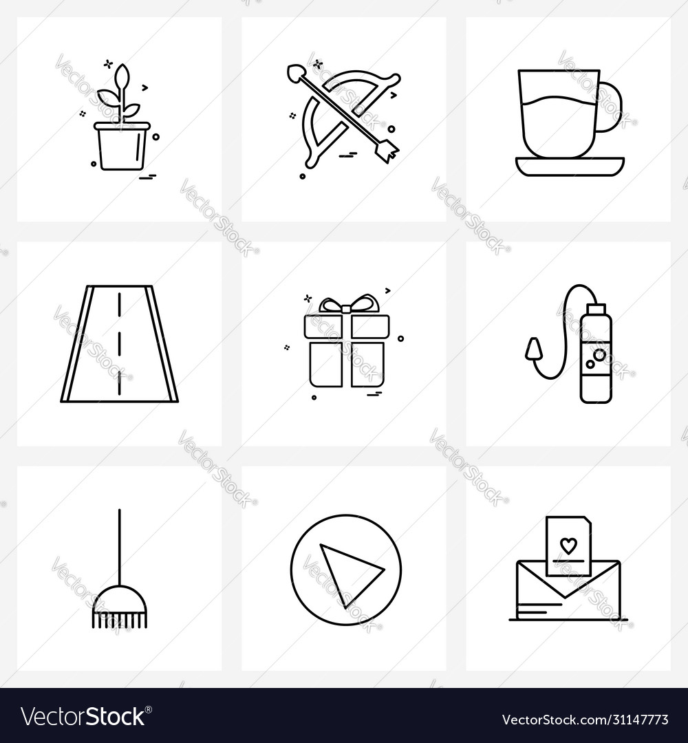Set 9 simple line icons for web and print