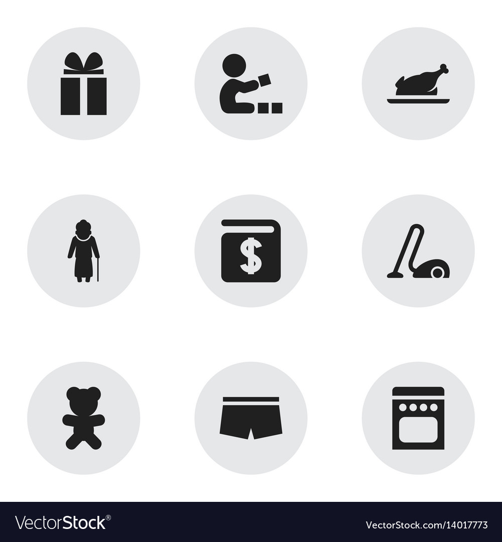 Set of 9 editable kin icons includes symbols