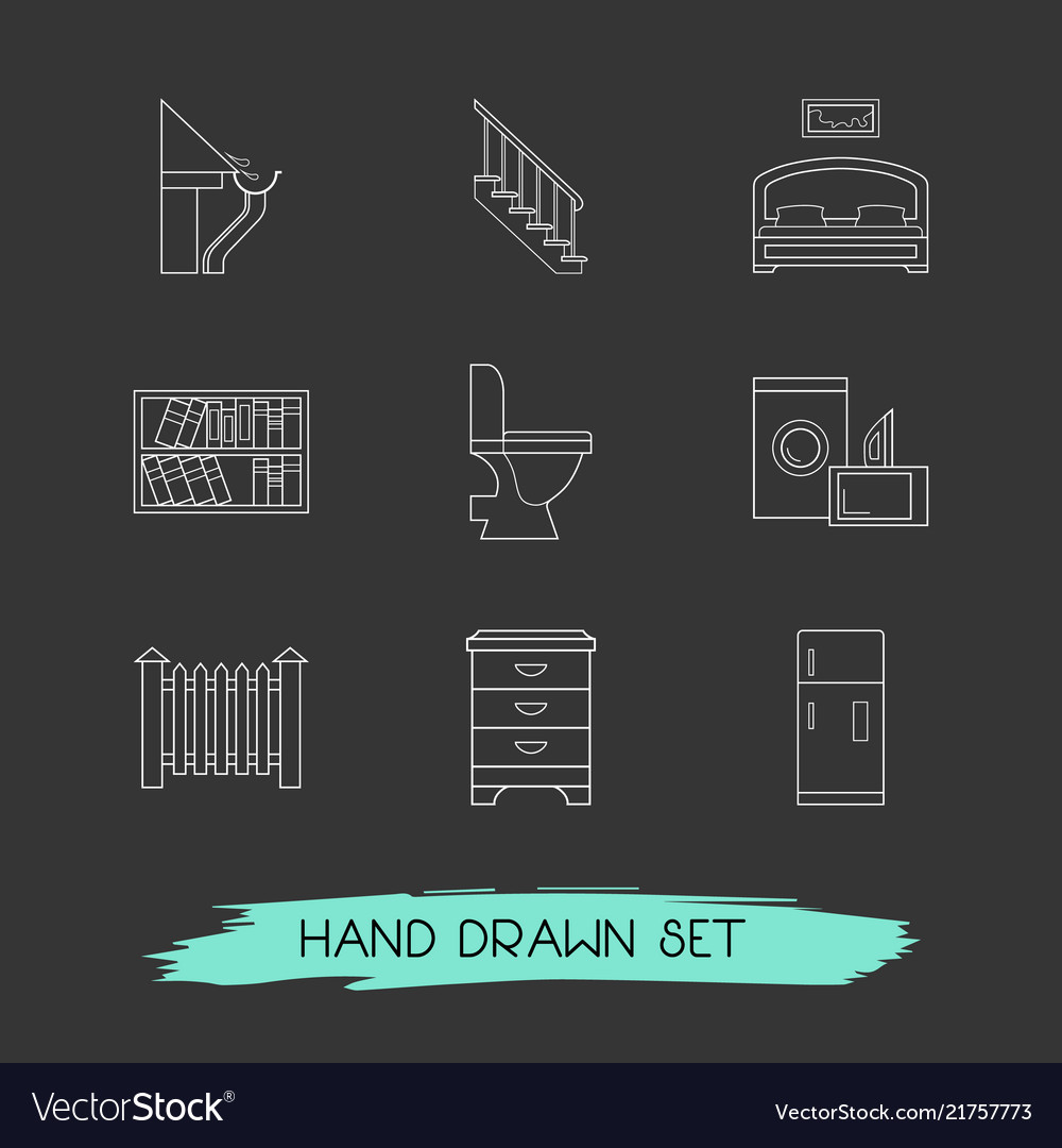 Set of design icons line style symbols with fence vector image Set of design icons line style symbols with fence