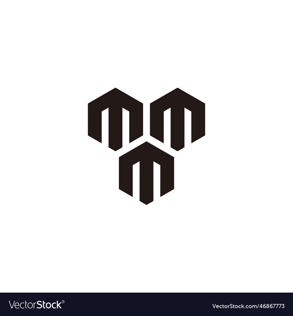 Three letters m hexagons geometric symbol simple Vector Image