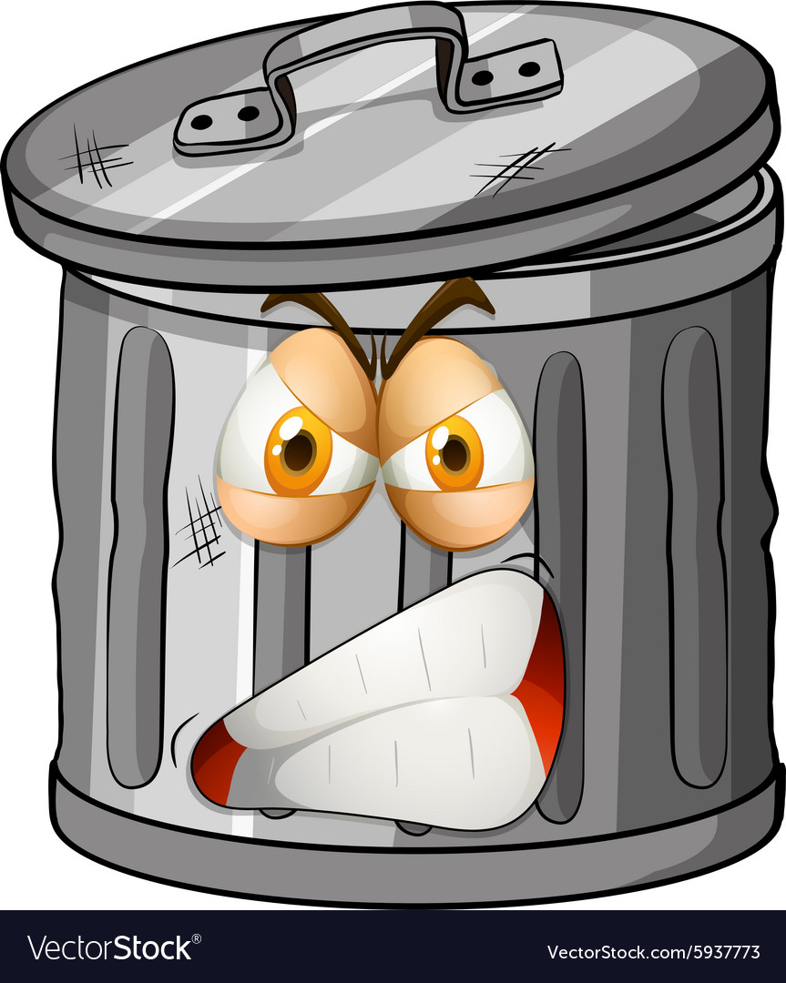 Trashcan with angry face Royalty Free Vector Image