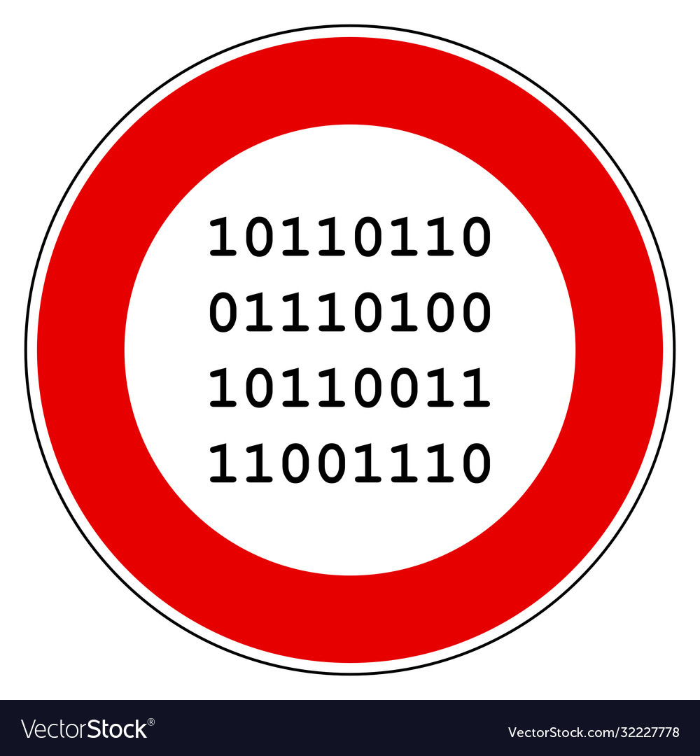 Binary code and prohibition sign