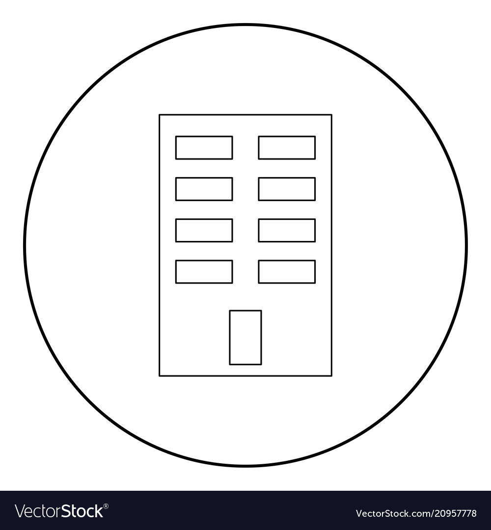 Building icon black color in circle or round