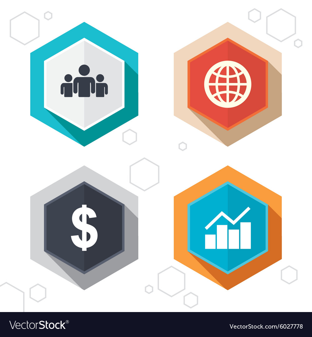 Business signs graph chart and globe icons