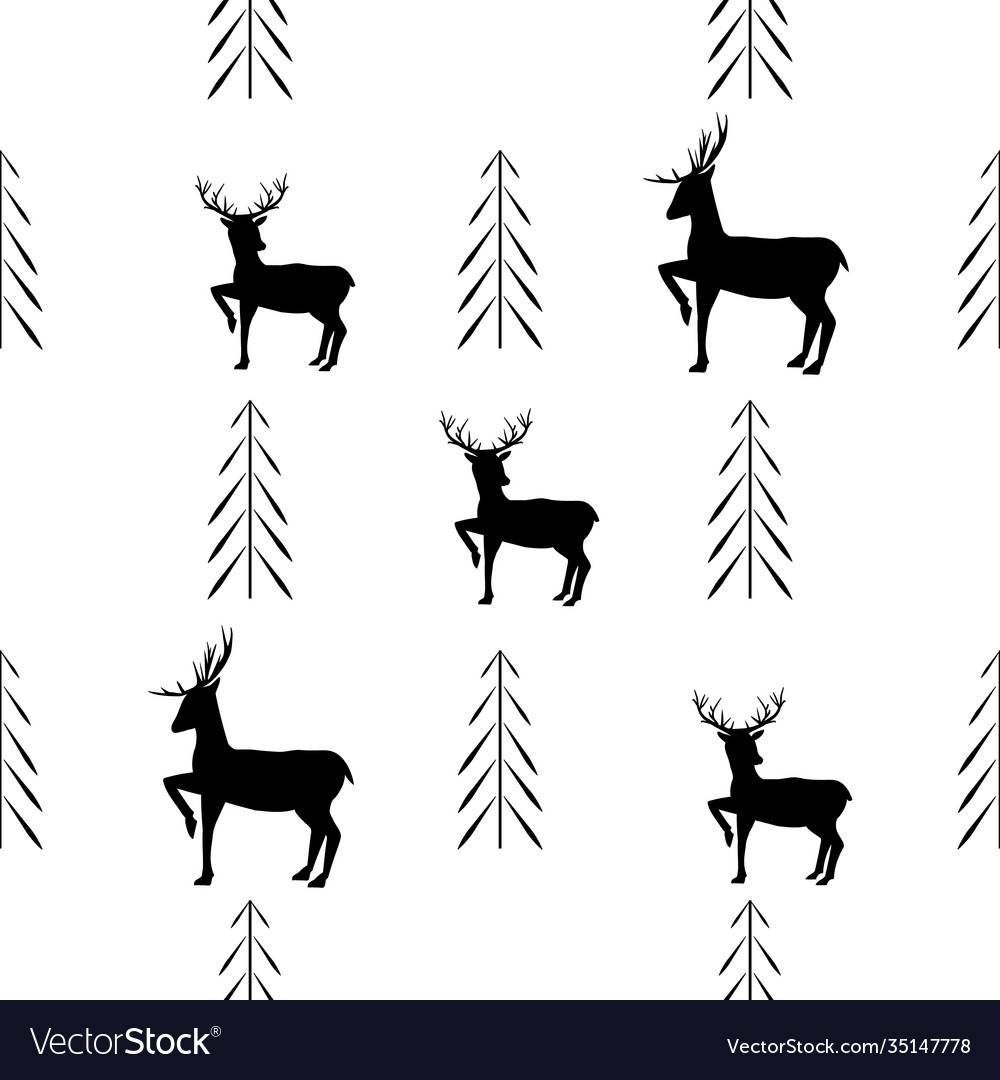 Deer and tree pattern for wallpaper textiles