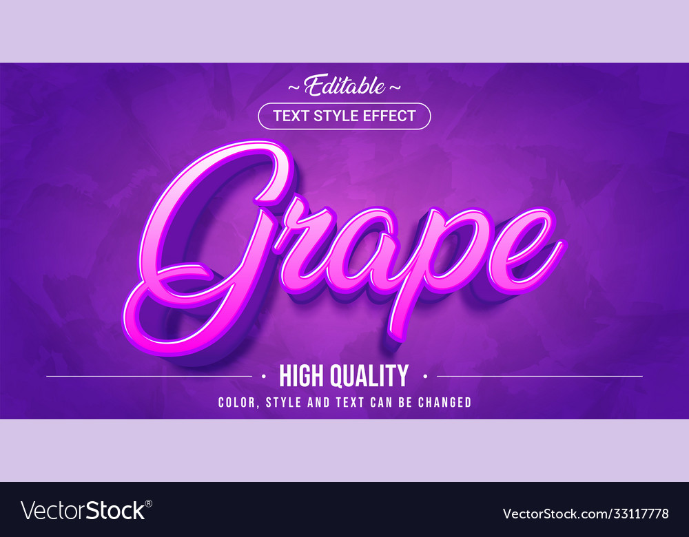 Editable text style effect - grape theme Vector Image Editable text style effect - grape theme