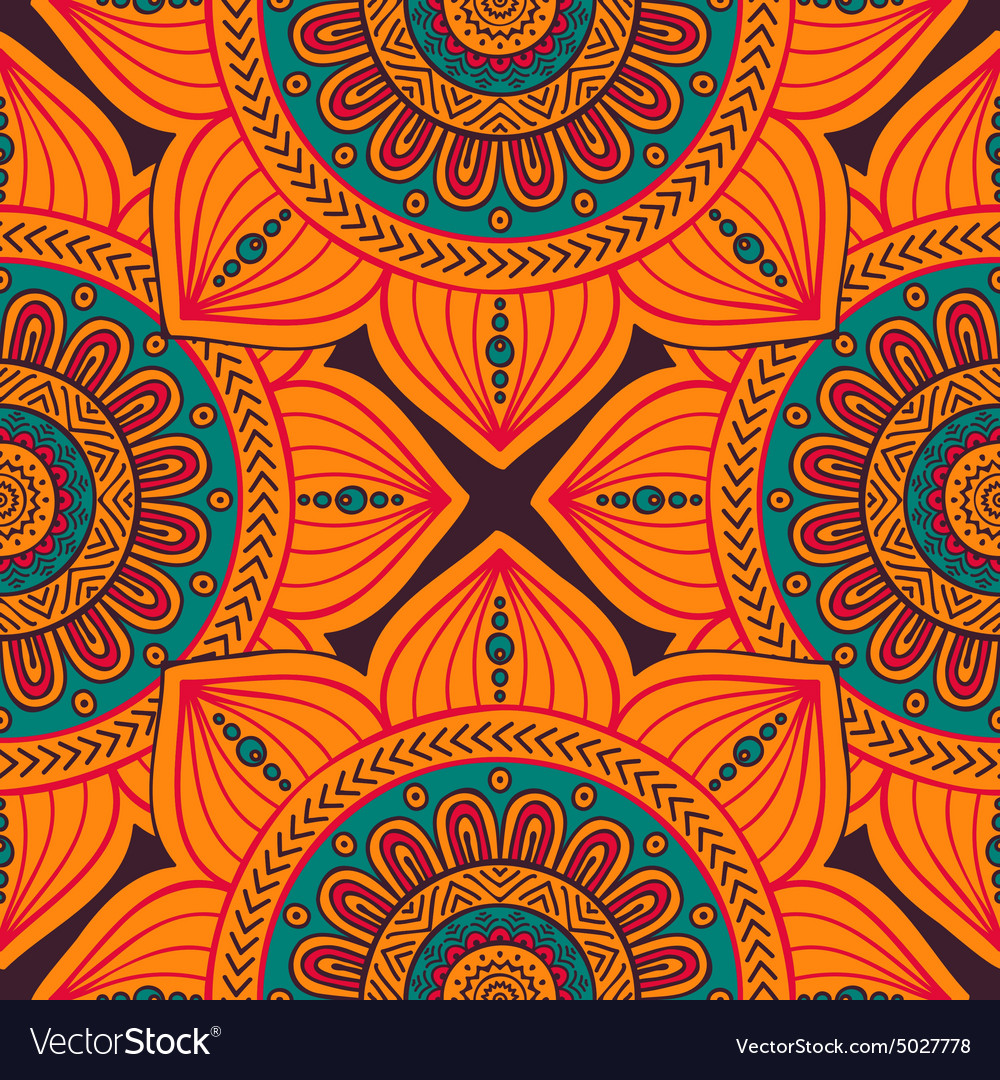 Ethnic floral seamless pattern