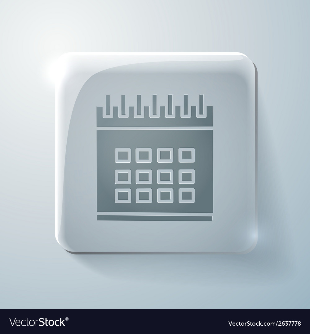 Glass square icon with highlights calendar