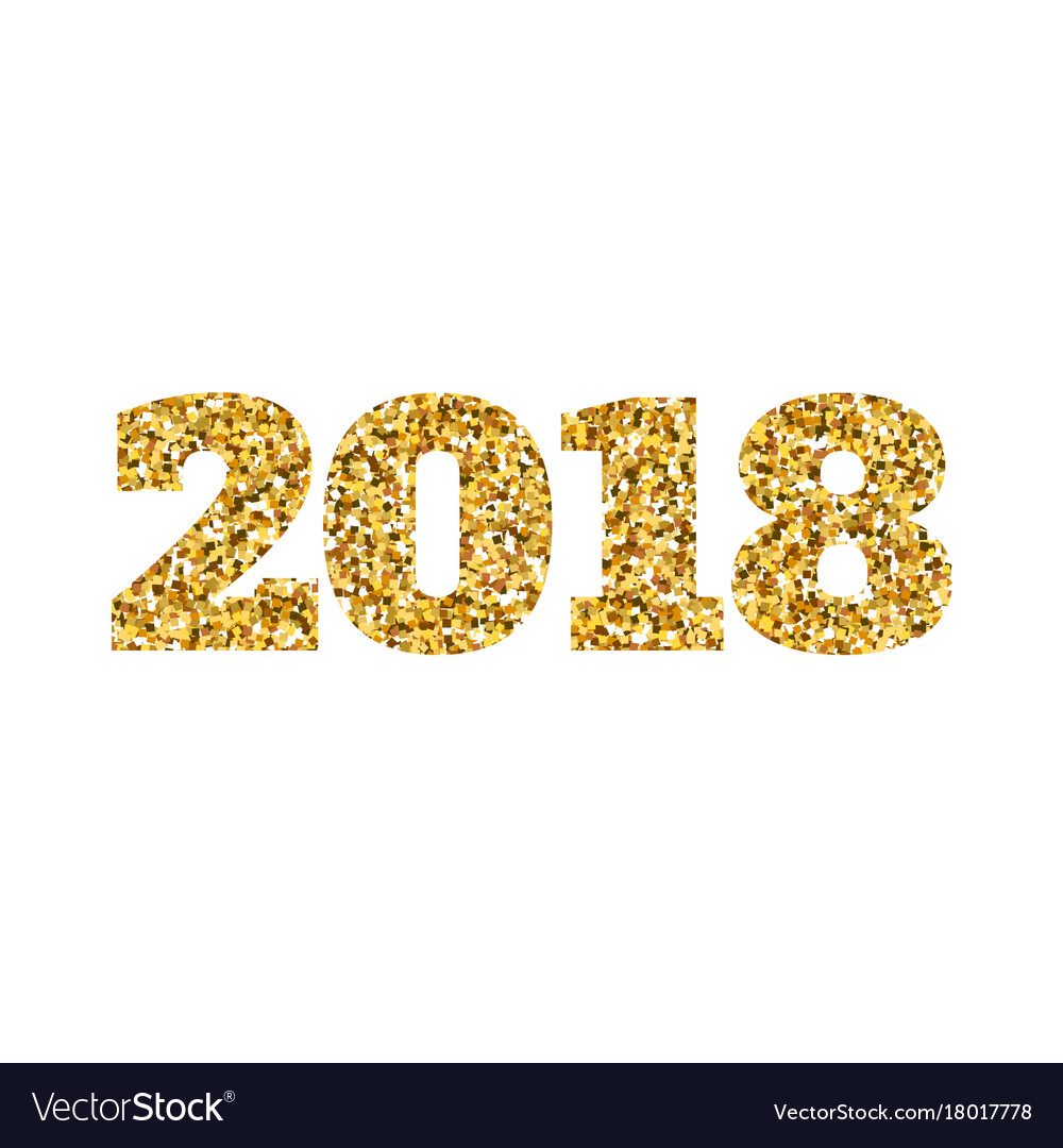 Happy new 2018 year gold glitter particles and Vector Image