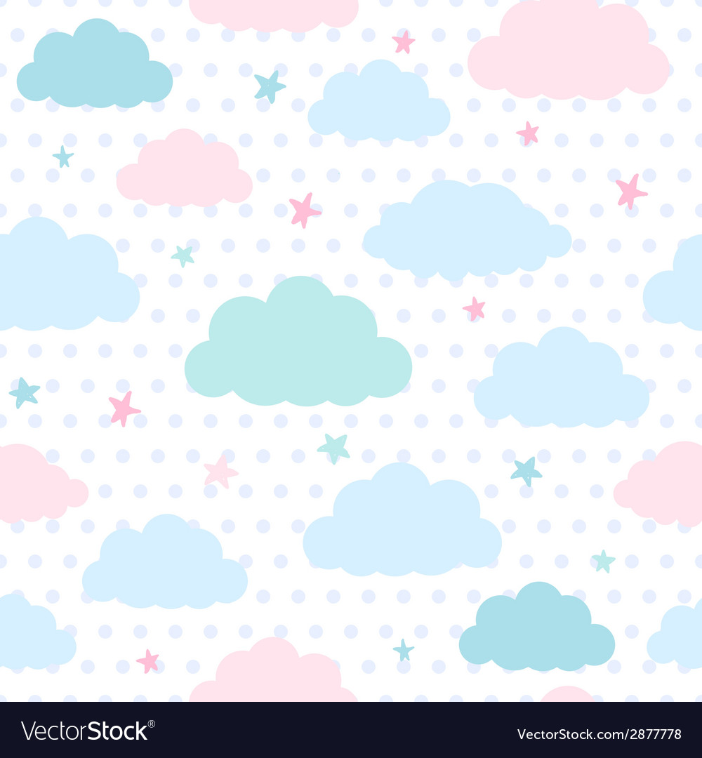 Kids background with clouds and stars Royalty Free Vector