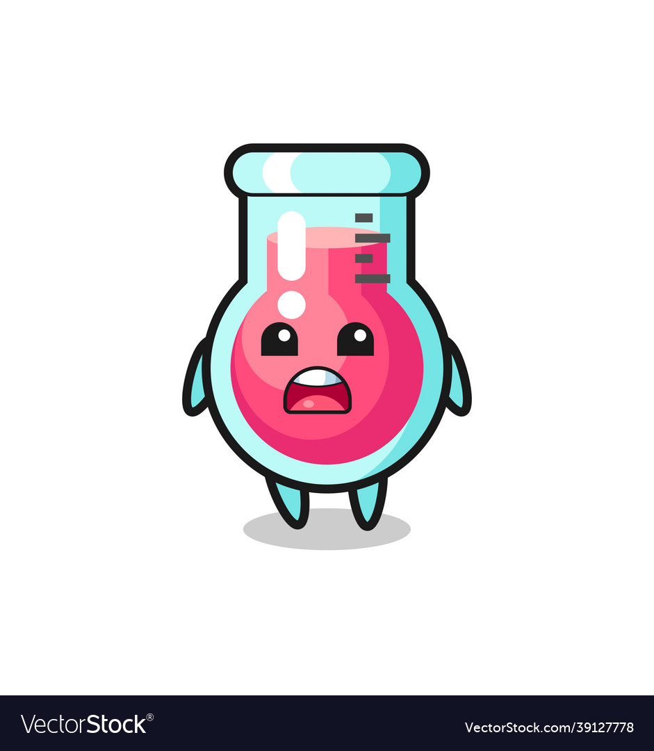 Laboratory beaker with apologizing expression