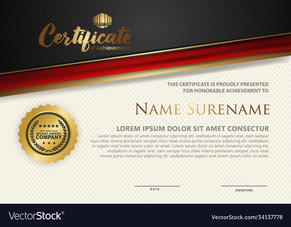Modern certificate template with lines style vector image Modern certificate template with lines style