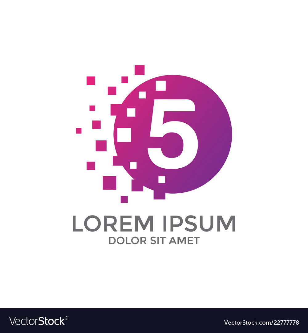 Number five logo symbols in the gradient color