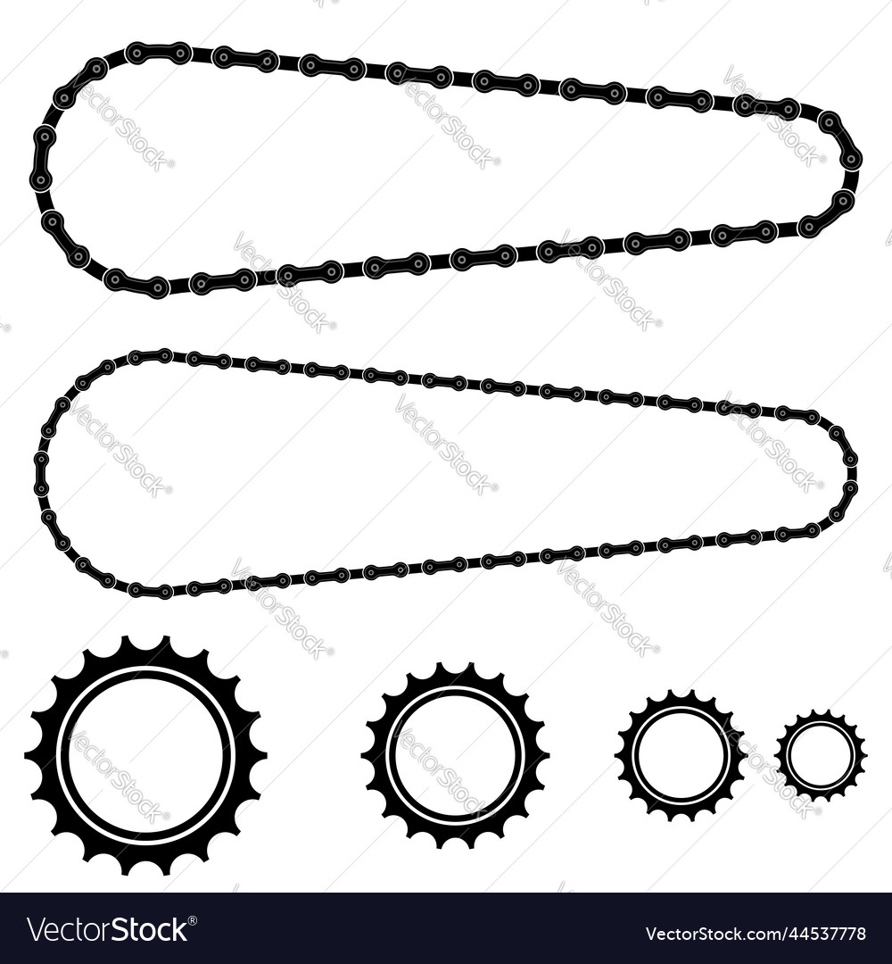 Set of different bicycle chain frames isolated