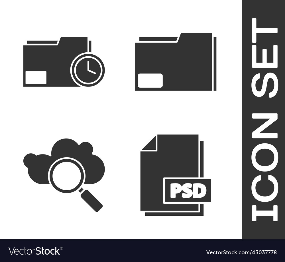 Set psd file document folder with clock vector image Set psd file document folder with clock