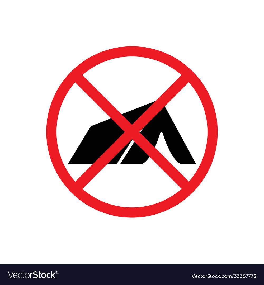 Sign no camping tourist tent icon forbidden Vector Image