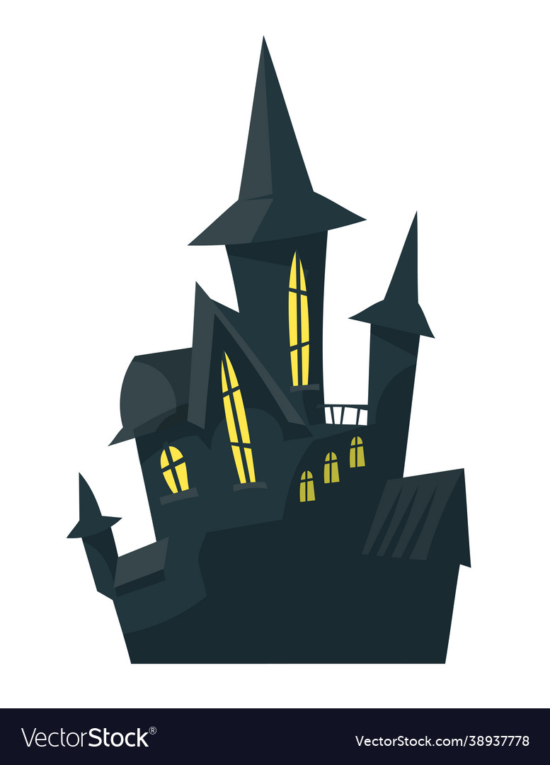 Spooky castle in cartoon style
