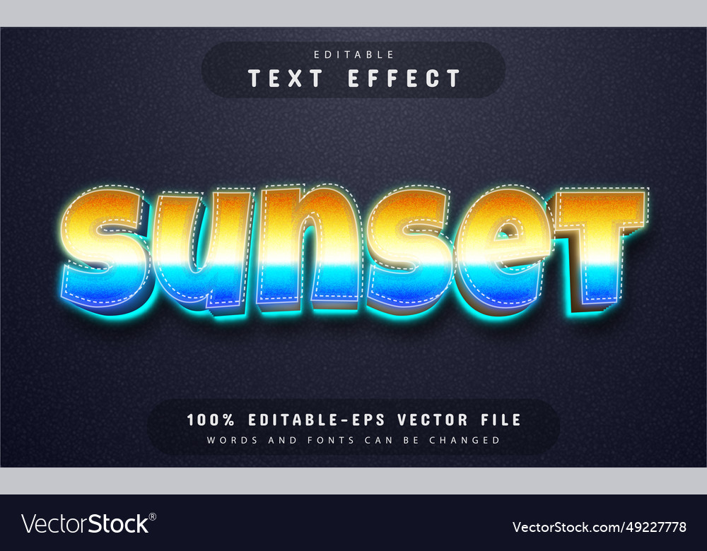 Sunset 3d text effect editable vector image Sunset 3d text effect editable