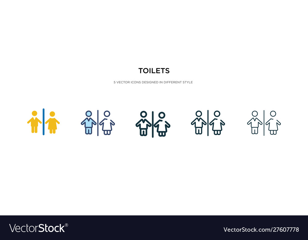 Toiletten-Symbol in verschiedenen Stil zweifarbig vector image Toiletten-Symbol in verschiedenen Stil zweifarbig