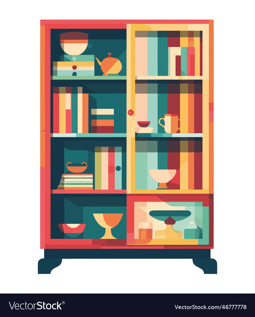 Wooden kitchen shelf furniture Royalty Free Vector Image