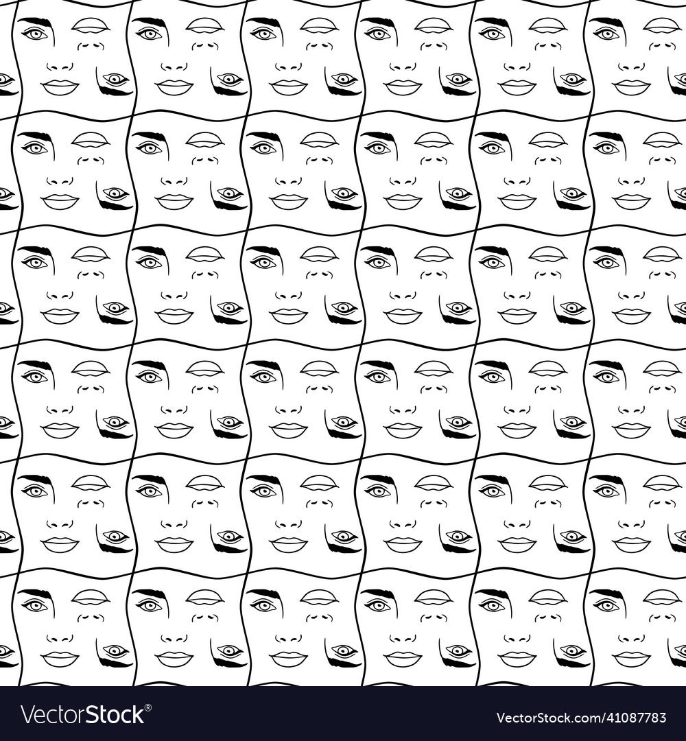 Abstract seamless pattern with womans faces Vector Image Abstract seamless pattern with womans faces