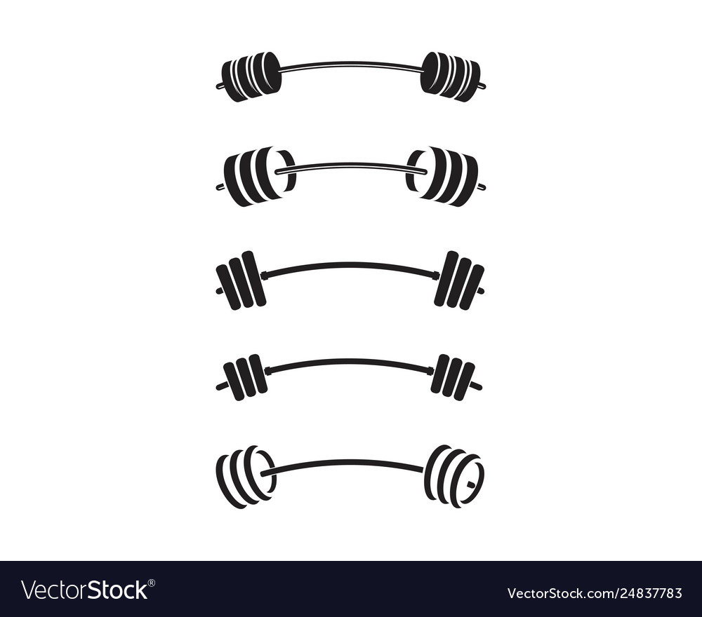 Barbel dumbbell gym icon logo template