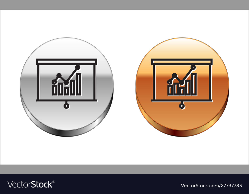 Black line board with graph chart icon isolated vector image Black line board with graph chart icon isolated