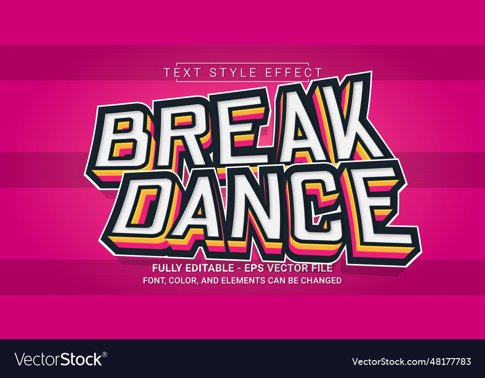 Break dance text style effect editable graphic