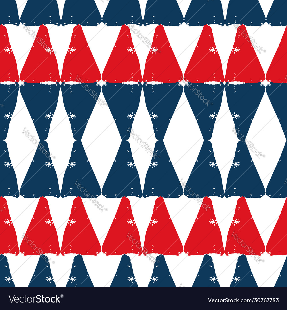 Classic blue and red figures repeat pattern print