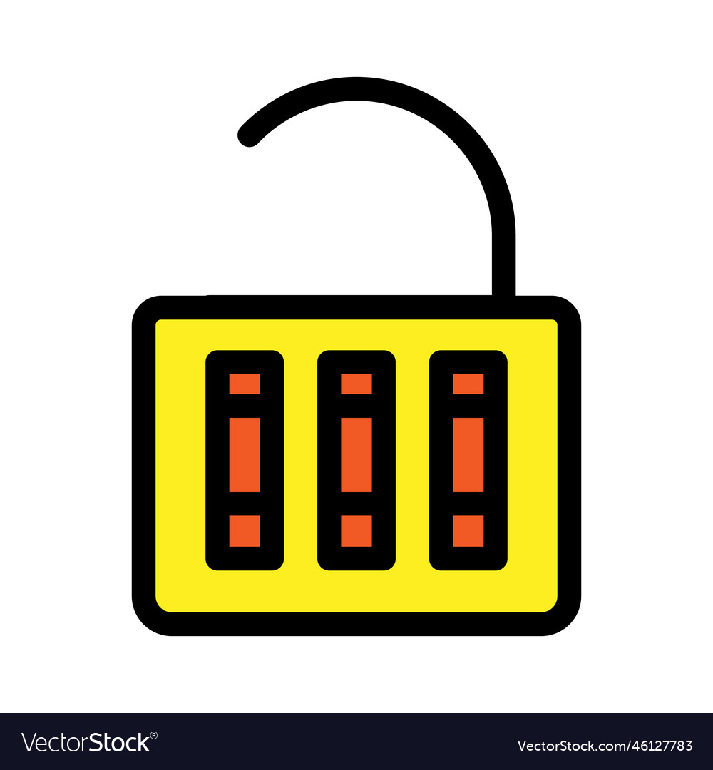 Combination lock open line icon isolated on white vector image Combination lock open line icon isolated on white