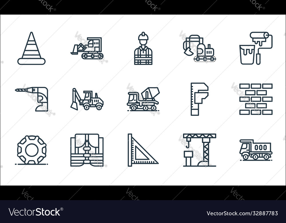 Constructions line icons linear set quality vector image Constructions line icons linear set quality