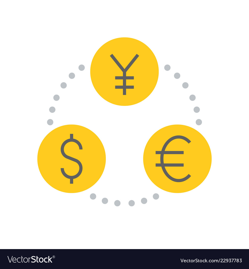 Currency Exchange Euro Yen And Dollar Bank Vector Image