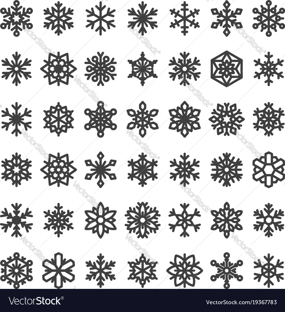 Cute snowflakes collection isolated on white