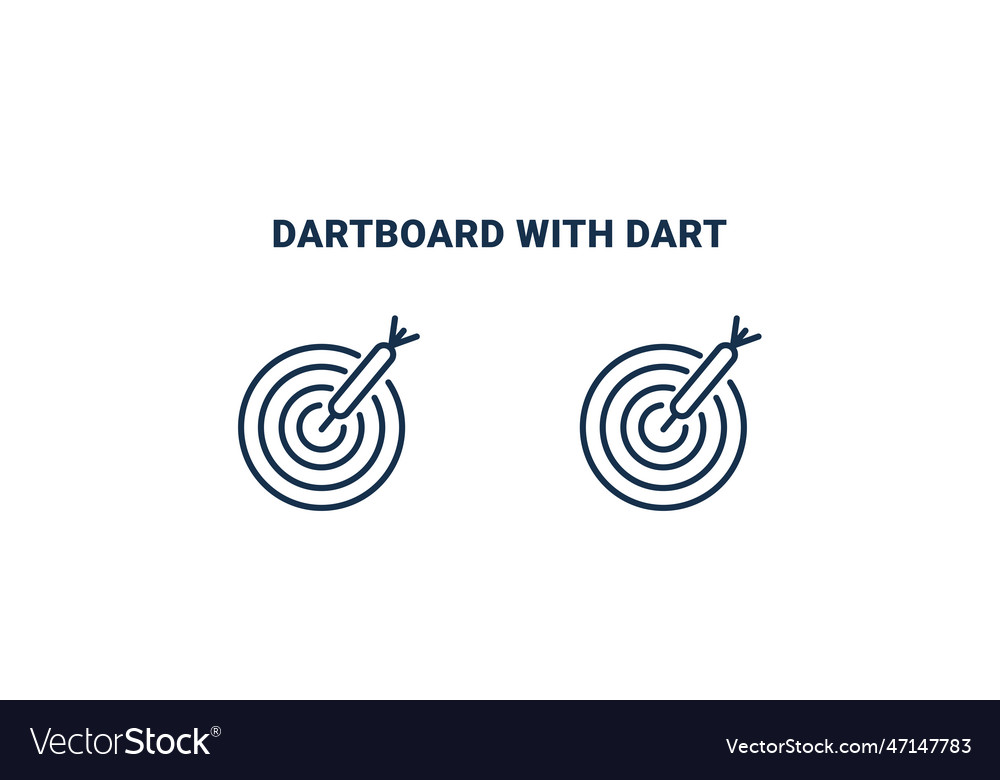Dartboard with dart icon outline and filled Vector Image Dartboard with dart icon outline and filled