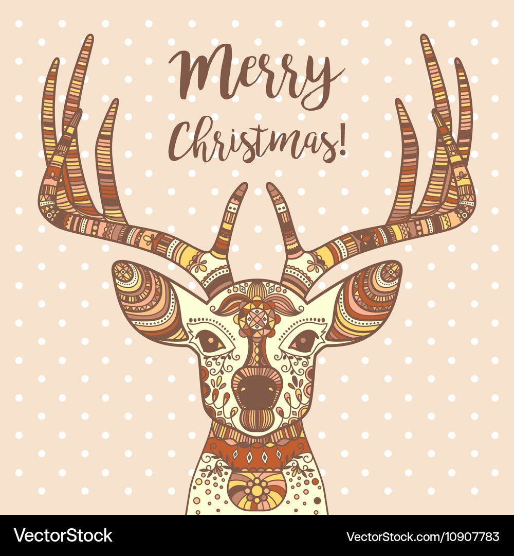 Deer head with ornament merry christmas Royalty Free Vector