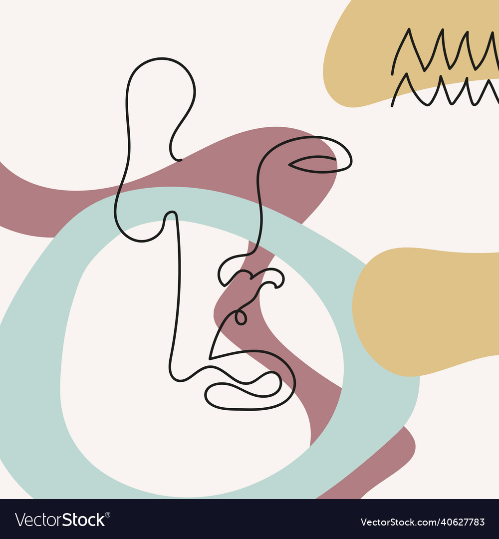 Face with abstract shapes lines zigzag in line vector image Face with abstract shapes lines zigzag in line