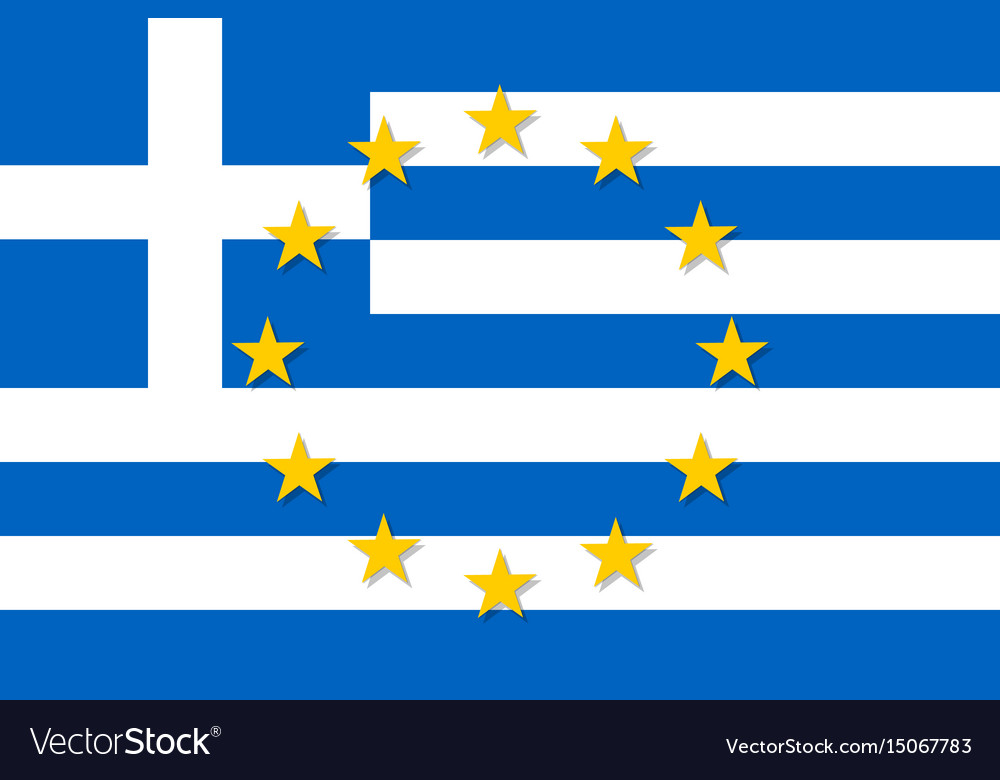 Greece national flag with a star circle of eu