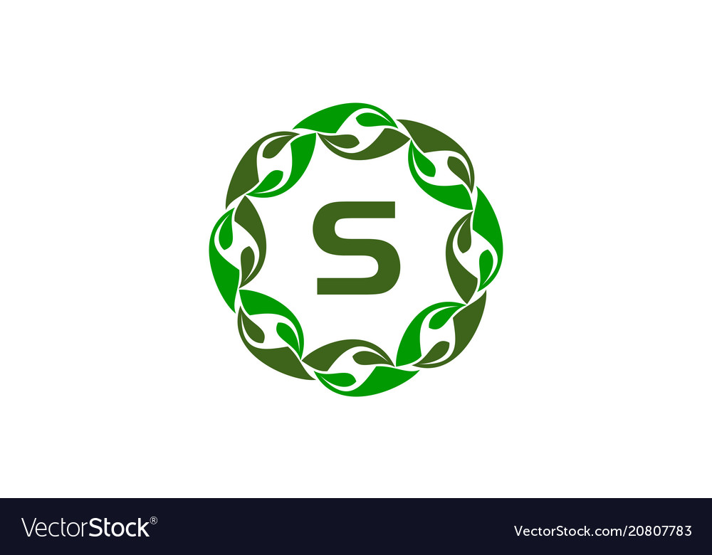Green project solution center initial s vector image Green project solution center initial s