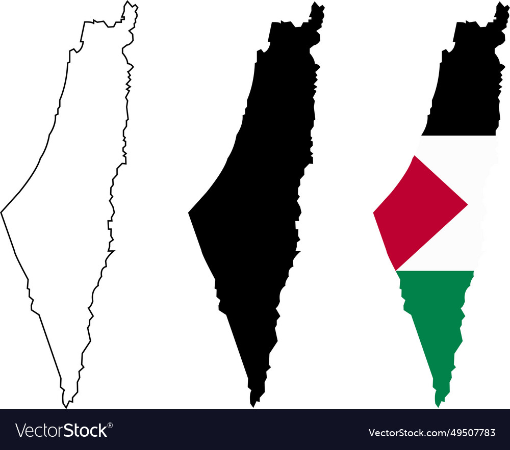 High detailed map with national flag palestine Vector Image