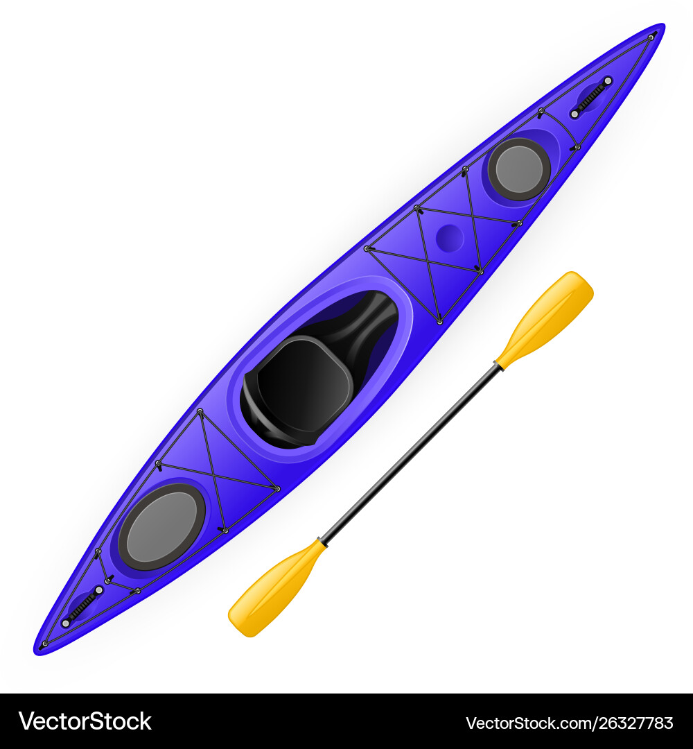 Kayak and paddle - modern rafting canoe top Vector Image