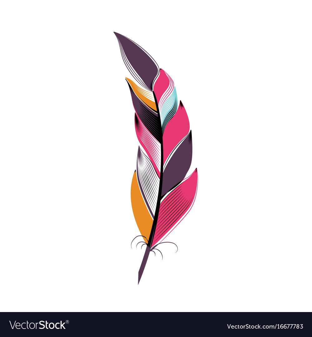 Large Bright Colored Pen Boho Style Royalty Free Vector