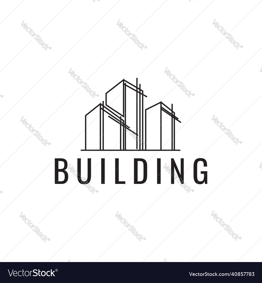 Minimalist building structure line logo design Vector Image