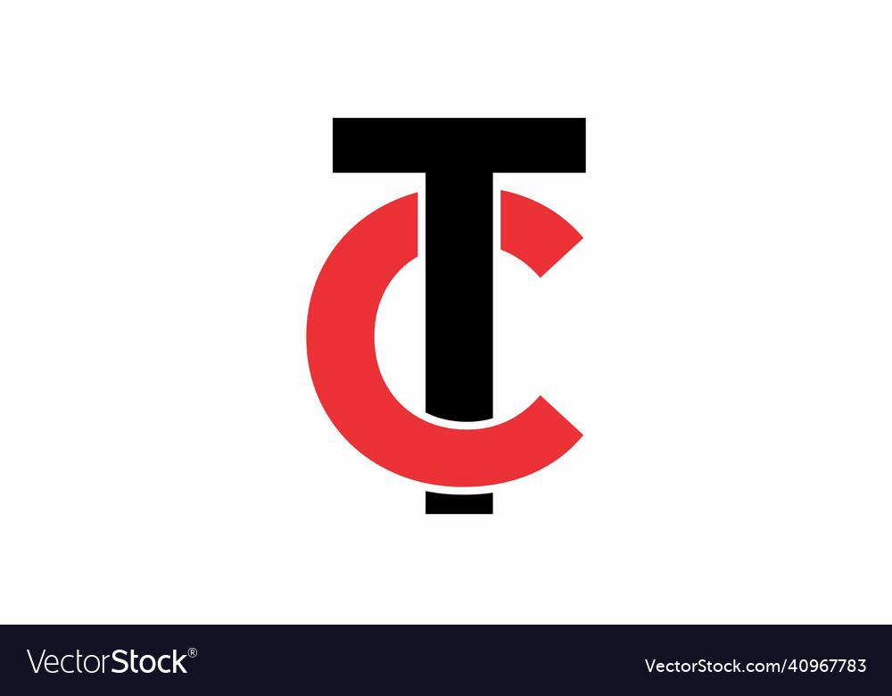 Modern simple tc initial letter vector image Modern simple tc initial letter