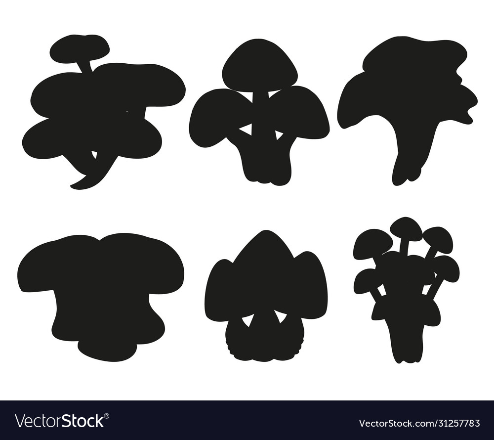 Mushroom silhouette set