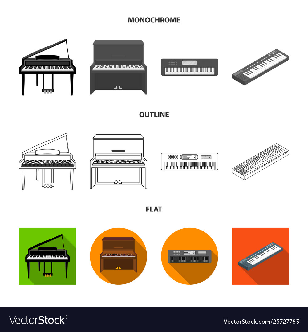 Music and piano icon set Royalty Free Vector Image