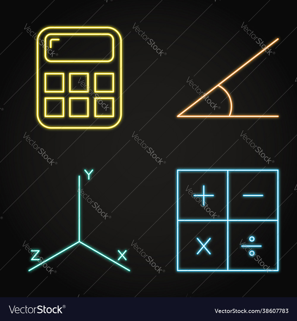 Neon Math Icons - Science & Equations
