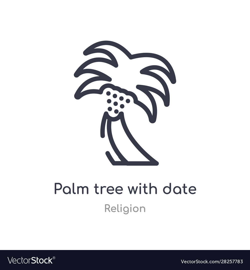 Palm tree with date outline icon isolated line